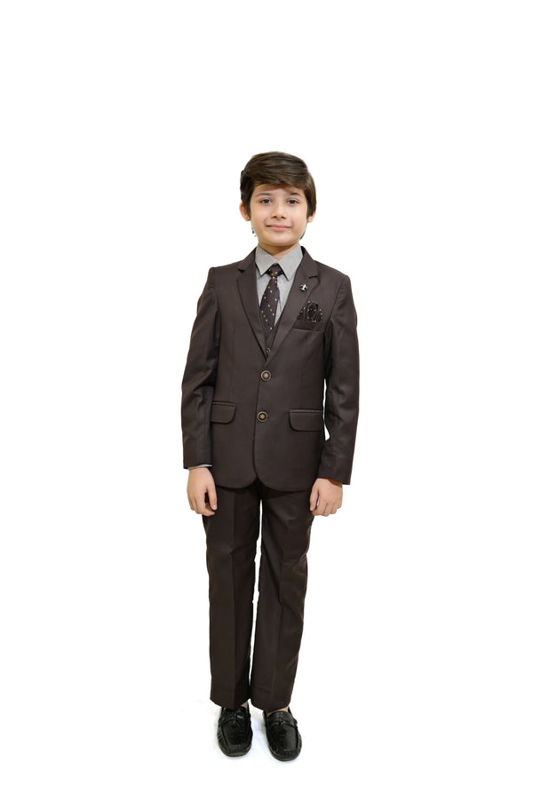 Boys 4-Piece Formal Suiting Set - Brown