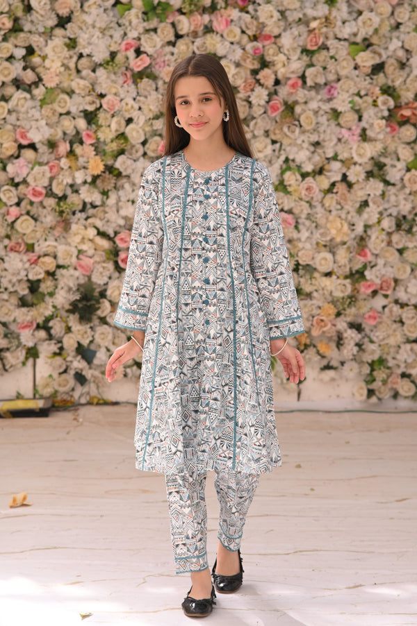Girls Printed Lawn 2 Piece Suit