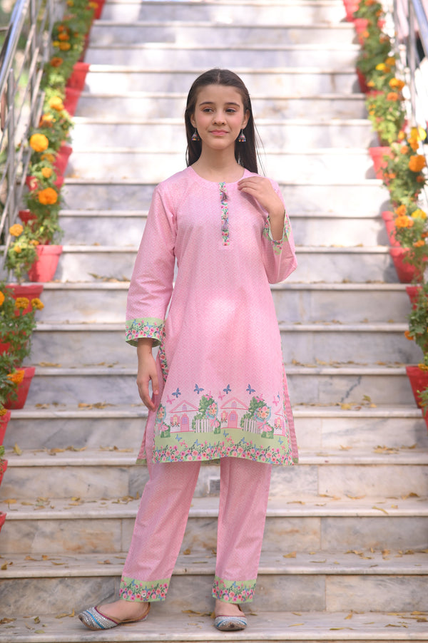 Girls Printed Lawn 2 Piece Suit