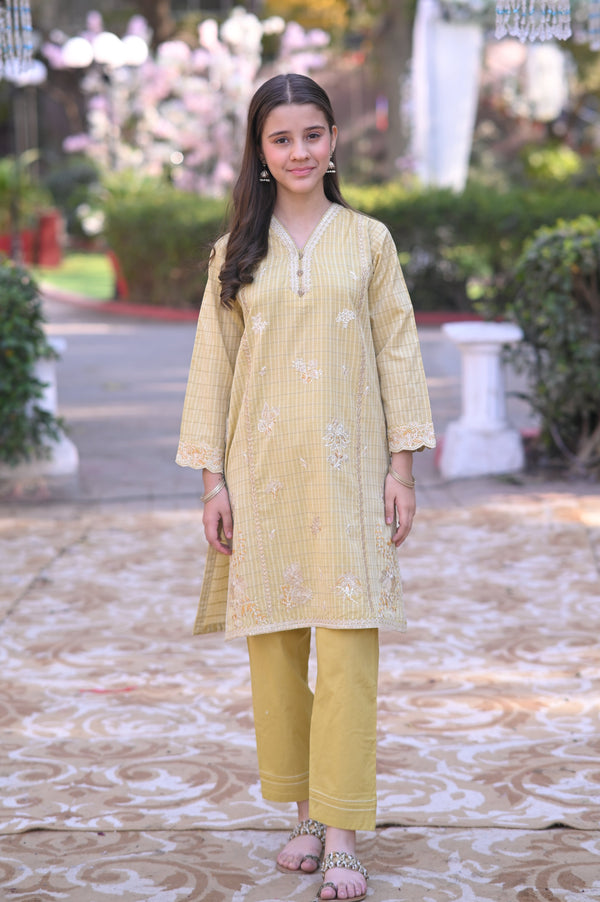 Girls Embroidered 2pc Suit